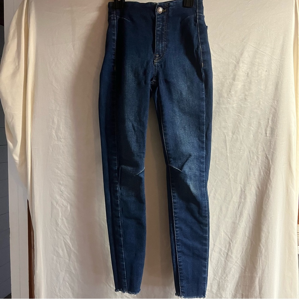 Free People We the Free  Miles Away High Waist Crop Skinny jeans Raw Hem Sz 25